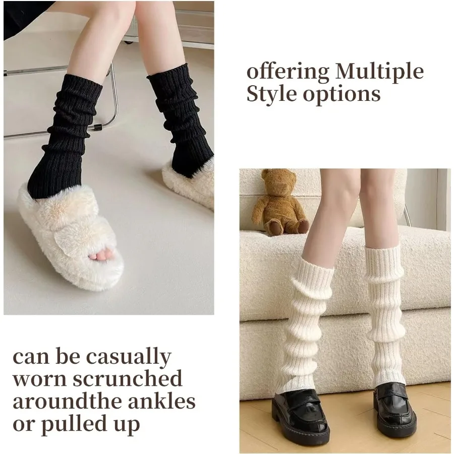 2 قطعة تدفئة الساق Y2k نمط تدفئة الساق للنساء لطيف Kawaii كريم تدفئة الساق مع الملحقات العصرية Y2k مثالية لفصل الشتاء #3