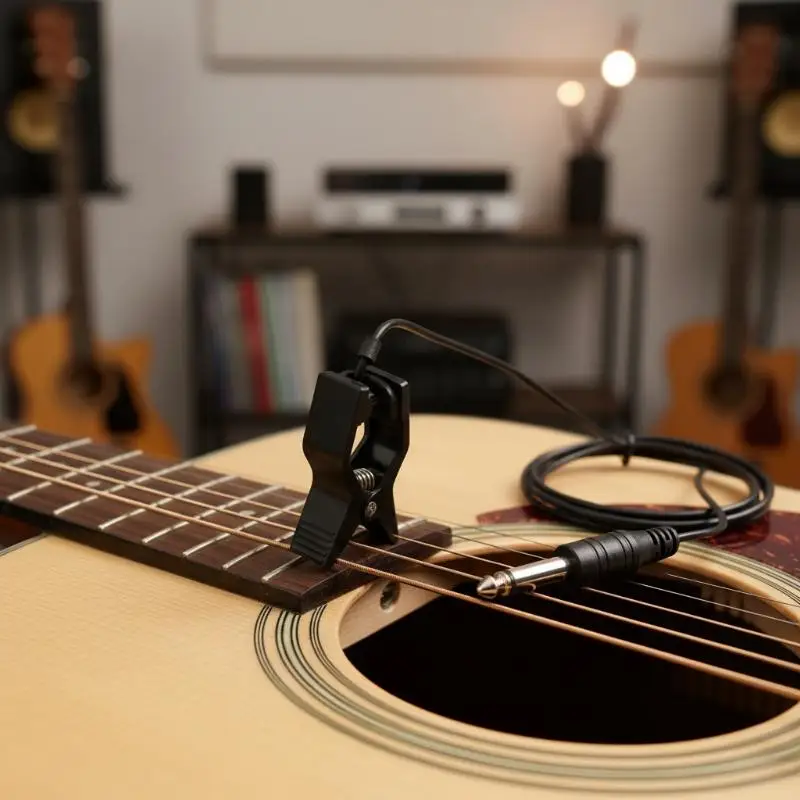 Clip On Microphone Piezo Pickup Jack for Guitar Violin Lightweight and Convenient for Outdoor or Studio Use