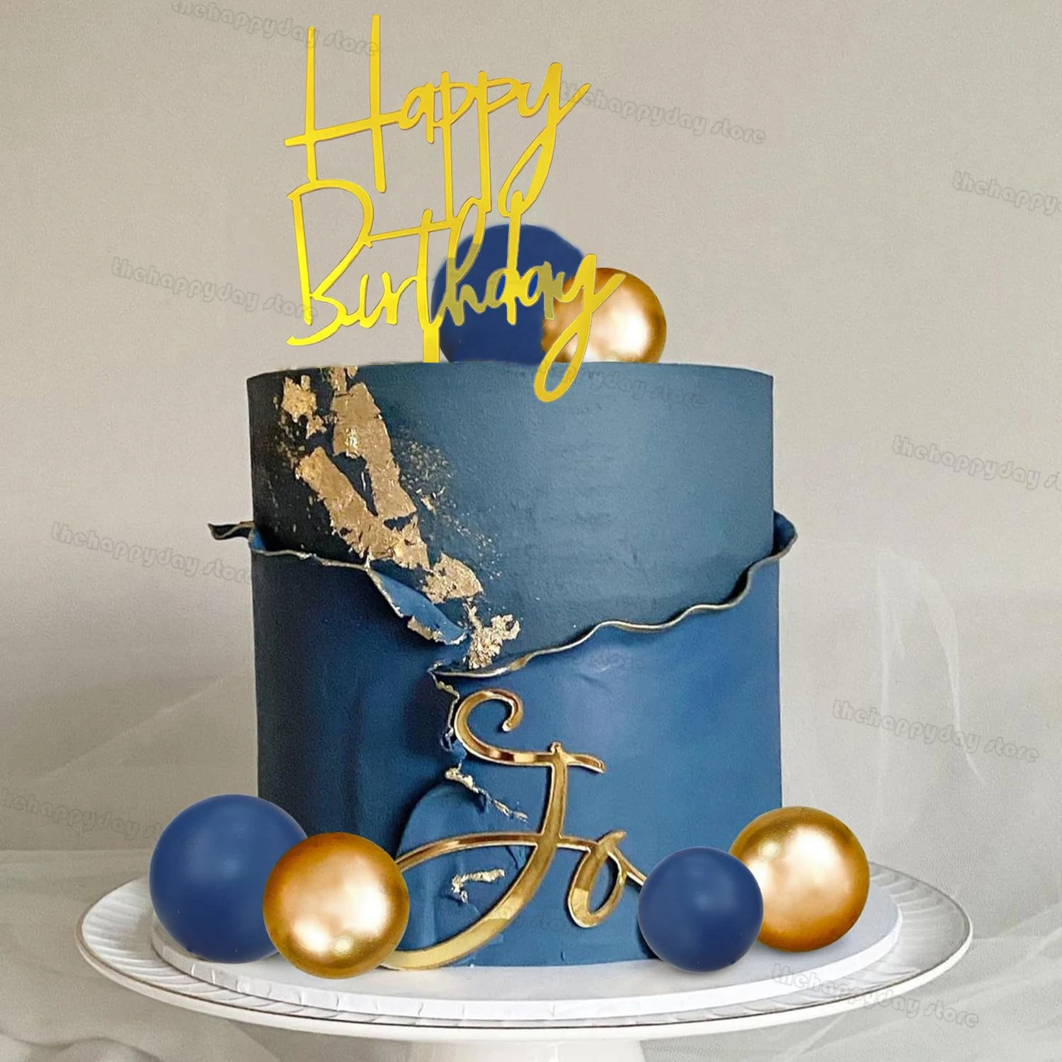 36-teiliges Marineblau-Gold Boho Kuchendekoration-Set Kugeln Cake Topper Happy Birthday Kucheneinsatz Geburtstag Baby-Shower Hochzeitsdekoration – Detail 40