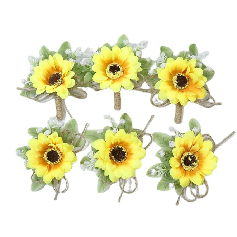 Boutonniere-pulsera de busto para banquete, suministros de boda, flor con solapa de girasol, 458