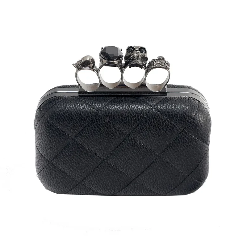 

Evening Clutch Bags Women PU Flap Chains Ring Skull Finger Clasp Bag Hasp Solid Shoulder Bag Pures And Bags Crossbody MINI Bag