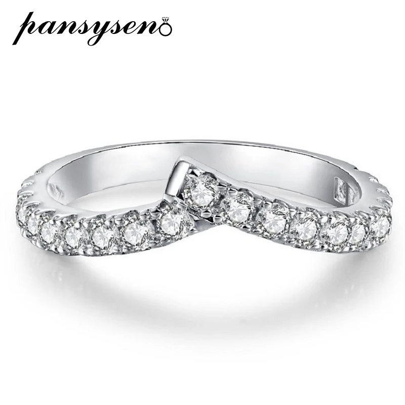 

PANSYSEN New Classic 925 Sterling Silver Sparkling High Carbon Diamond Wedding Bands Engagement Ring for Women Fine Jewelry Gift