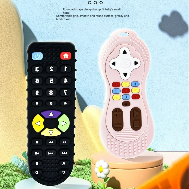 Baby Teether TV Remote Control Shape Silicone Molar Stick Safe Material Gum Pain Relief Teething Toy Kid Sensory Educational Toy