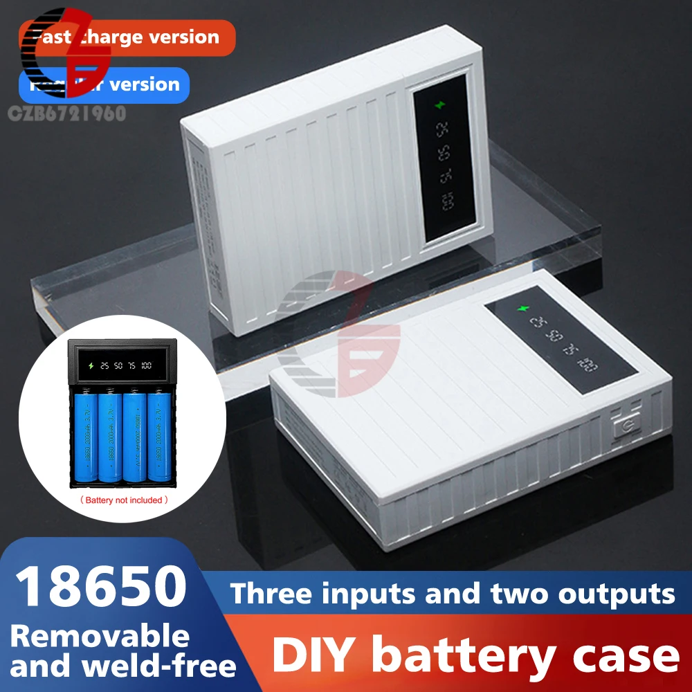 Imagem -02 - Solderless Banco de Energia Tampa Suporte da Bateria Faça Você Mesmo Caixa da Bateria Removível Fonte de Alimentação Habitação 18650 Bateria Caixa de Armazenamento 4x18650