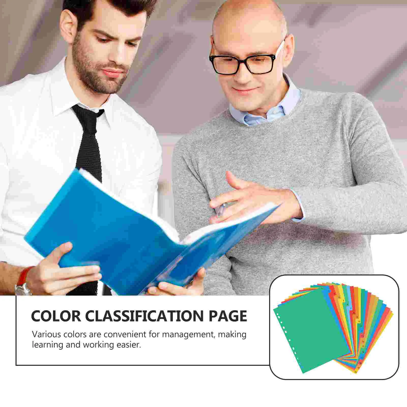 20 Pages Colored Plastic Classification Tabs Insertable Dividers Binder Splitter Indexes