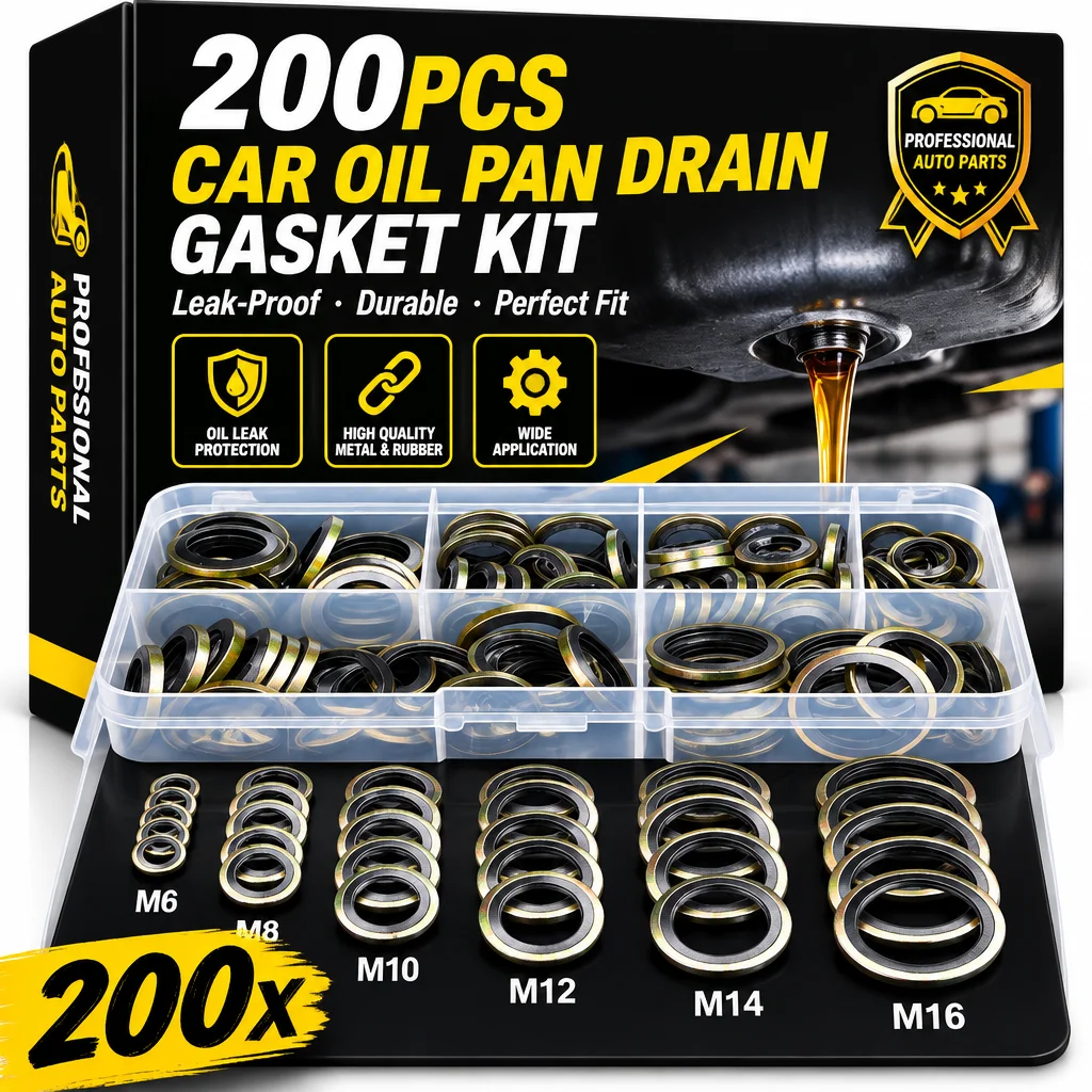 200pcs Bonded Seal Sealing Ring Assortment Kit Oil Drain Screw Combined Washer Seal Set M6 M8 M10 M12 M14 M16 M18 M20 M22