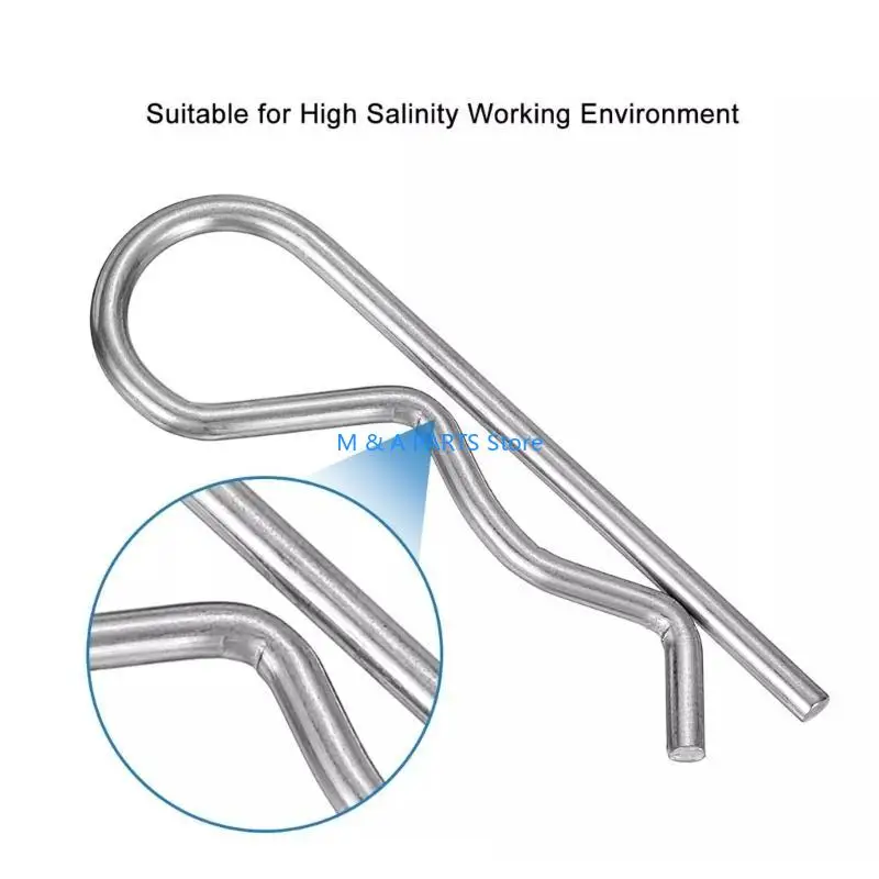 

U1JF R Shaped Spring Cotter Pins Set Steel Hairpin Clips Heavy Duty Cotter Pins Set for Efficient & Secure Hitch Pin Locking