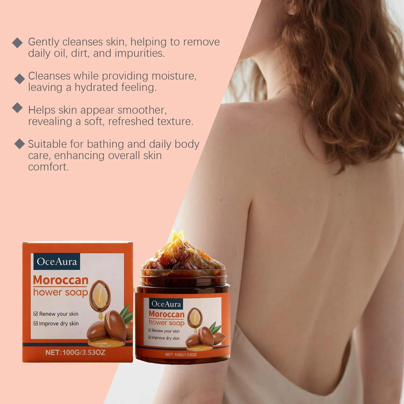 Morocco Cleansing Soap Remove Dirt Brightening Softening Smoothing Moisturizing Eliminate Odor Refreshing Body Exfoliating Soap