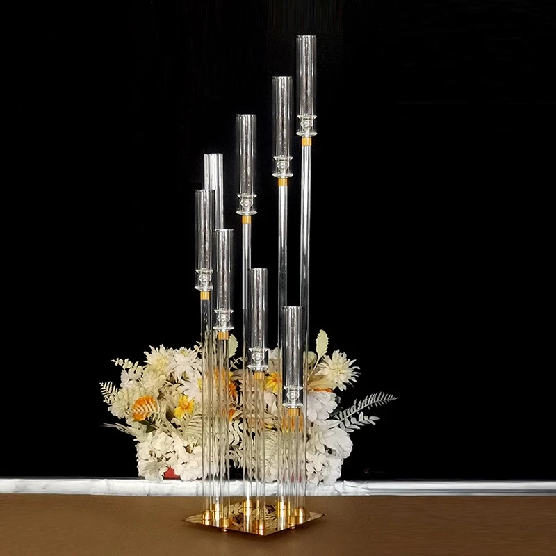 

10pcs New Gold Wedding Decoration Centerpiece Clear Candle Holder Acrylic Candlesticks for Weddings Event Party