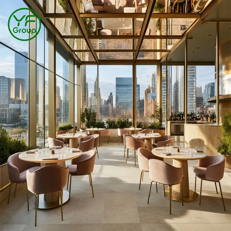 Direct Factory Sale Restaurant Furniture Booth Seating with Leather Banquette Stone Tables Chairs for Cafe Bistro Hotel