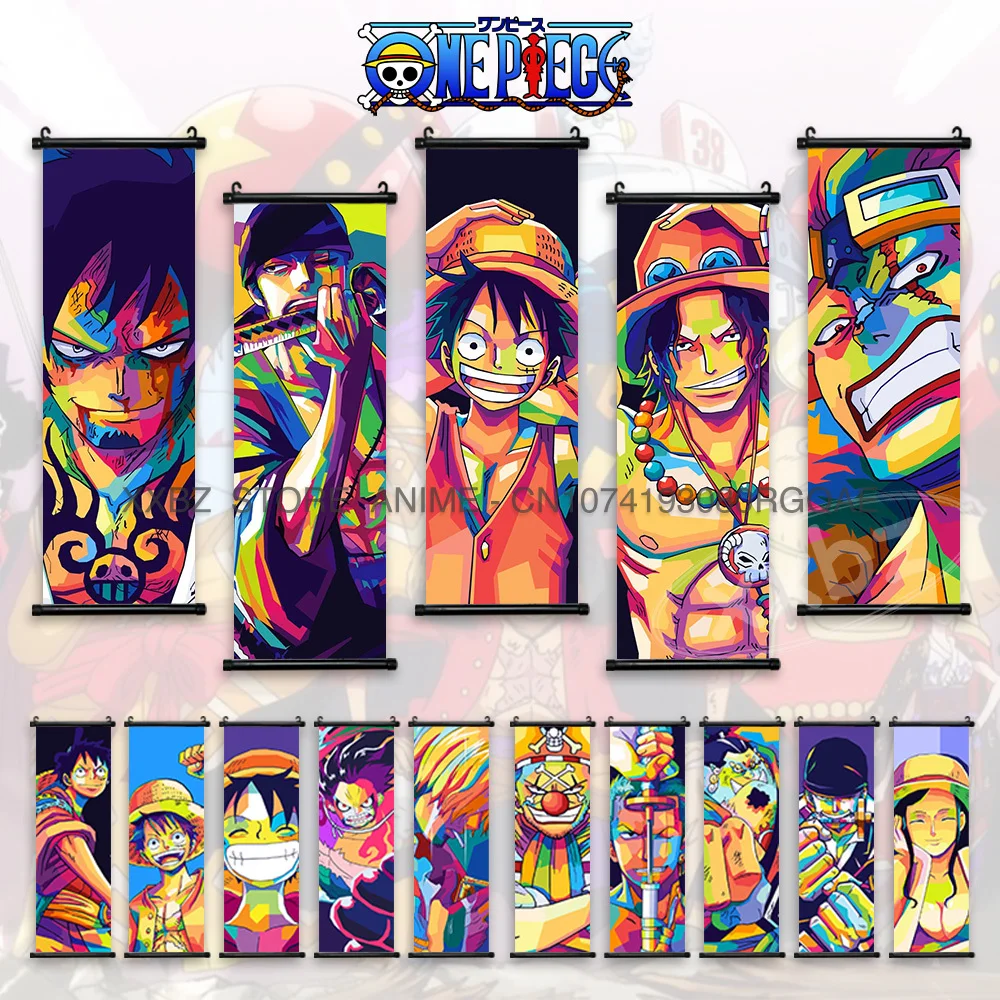 ONE PIECE Scrolls Pictures Anime Poster Hot Blooded Home Decor Canvas Zoro Graffiti Painting Latest Bedroom Luffy Wall Art Gift