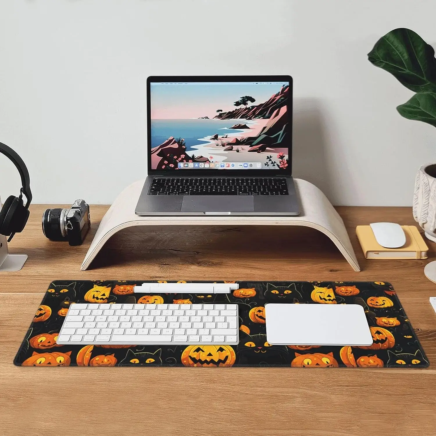 Grande Halloween Mouse Pad com abóbora, antiderrapante, base de borracha, Gaming Mousepad para laptop, casa, escritório, presentes de trabalho, 31.5X11.8 Polegada