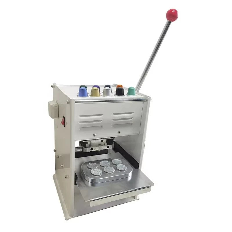 

Aluminum pp film coffee capsule cup sealing machine manual 6 hole heat sealing machine