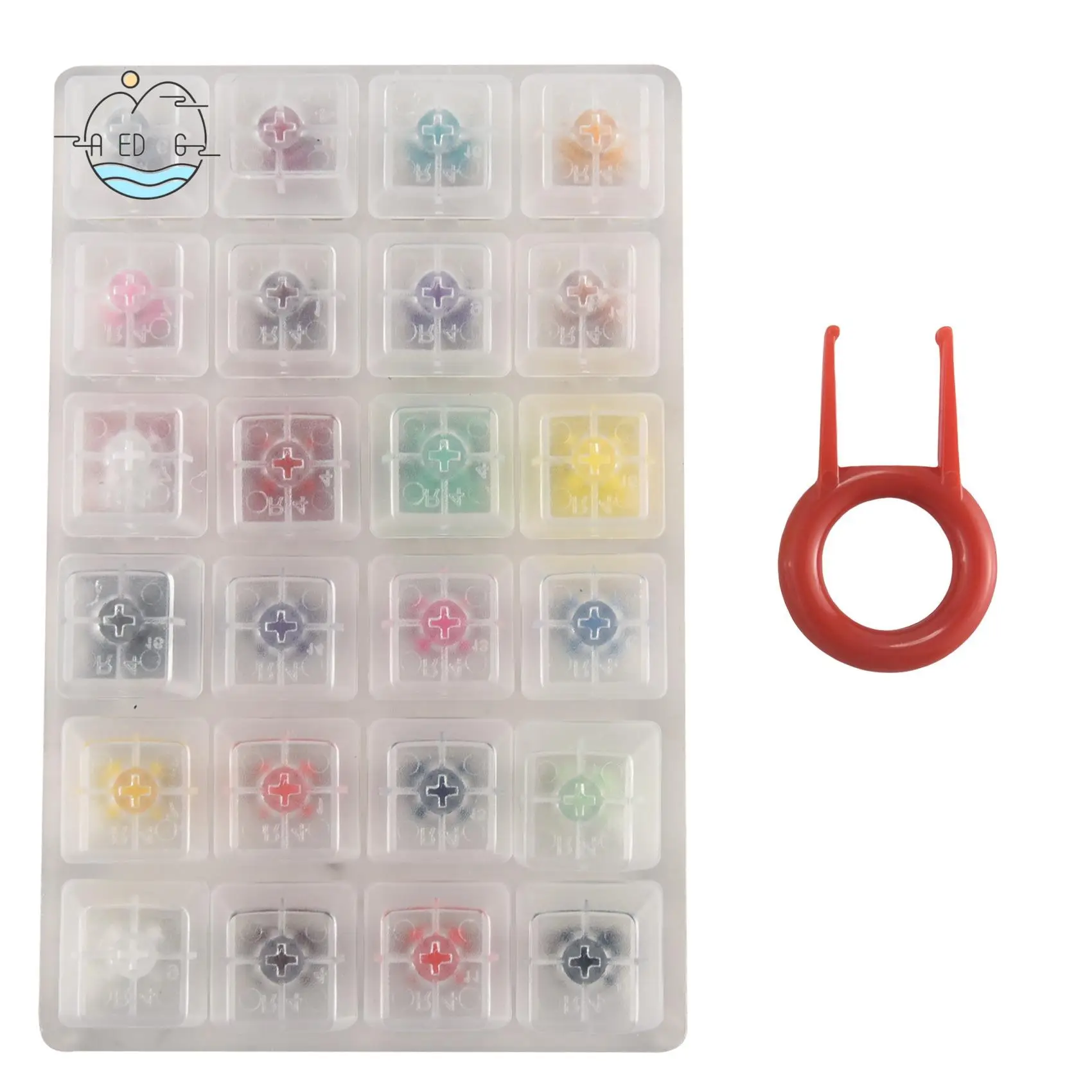 

AED6-24 Switch Switches Tester With Acrylic Base Blank Keycaps For Mechanical Keyboard Kailh Box