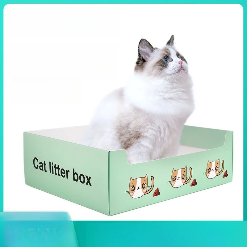 

Одноразовый ящик для кошачьего туалета Портативный и складной бумажный ящик для кошачьего туалета для ленивых людей, чтобы бросить кошачьи туалеты вокруг