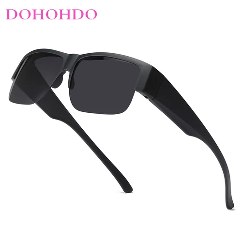 Imagen 2 del producto Gafas de sol polarizadas para hombre, gafas graduadas para miopía, lentes fotocromáticos negros, gafas de medio marco, gafas Vintage