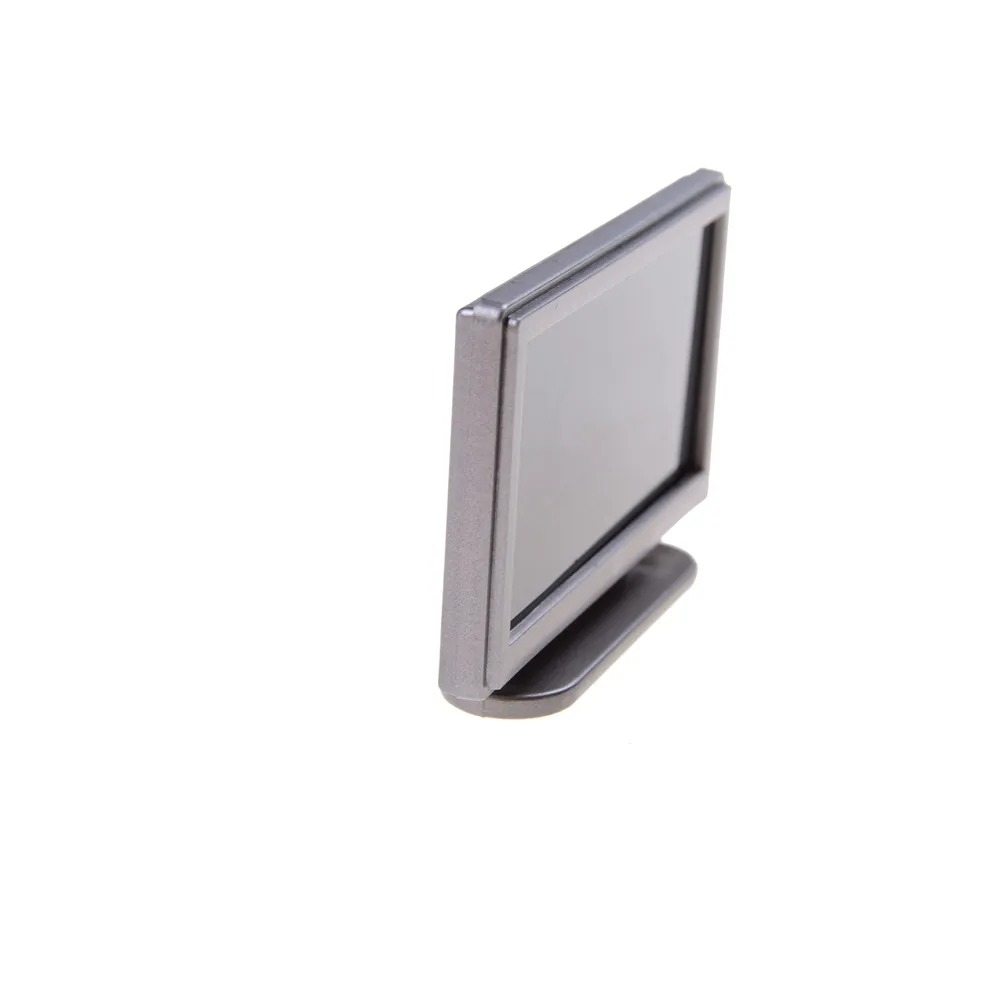 Newest Dollhouse Miniature Wide Screen Television Flat-Panel LCD TV Remote Gray Classic Pretend Play Toys for Child