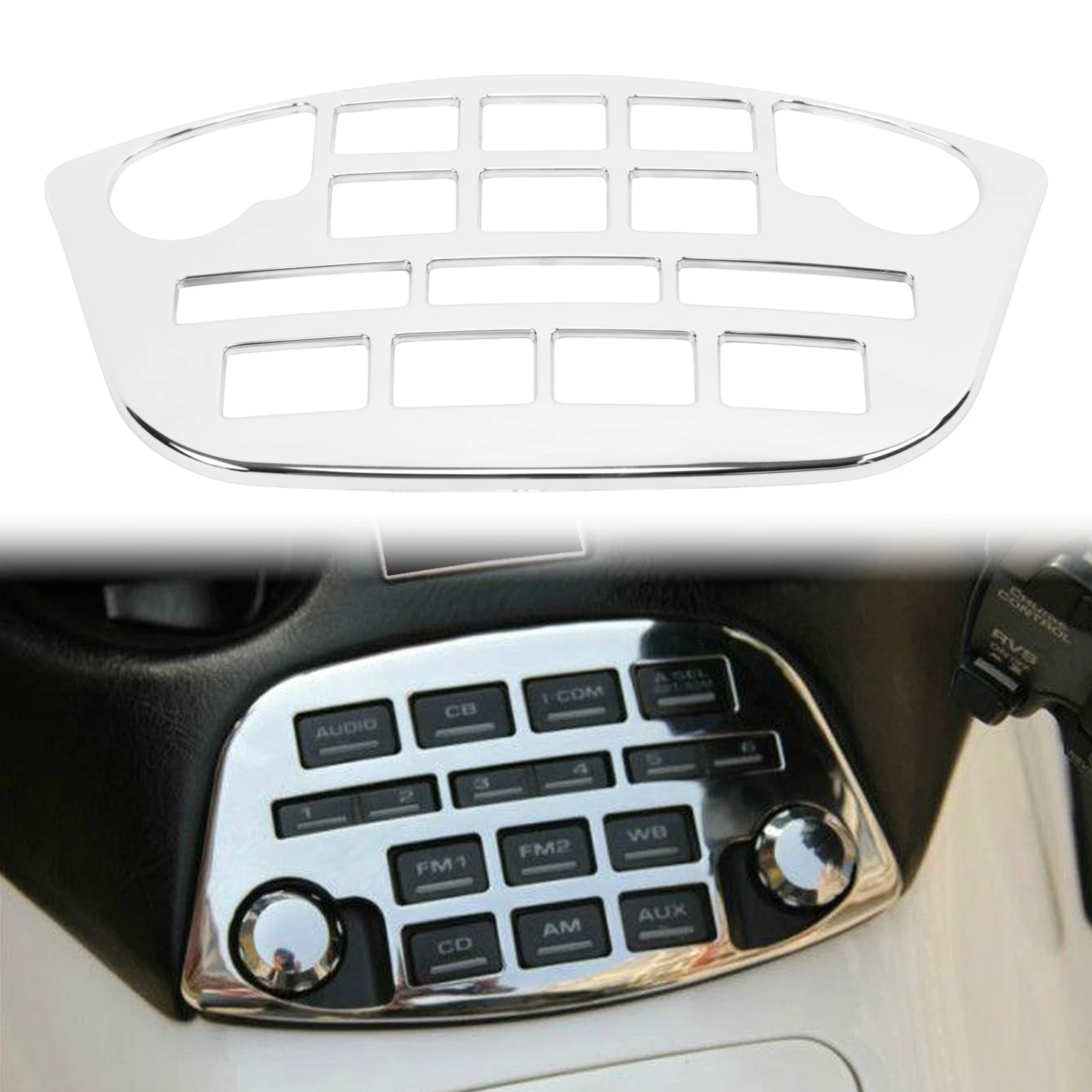 Motorcycle Radio Accent Panel Trim Cover For Honda Goldwing GL1800 2001-2010 Decoration Chrome Fairing Control Accent