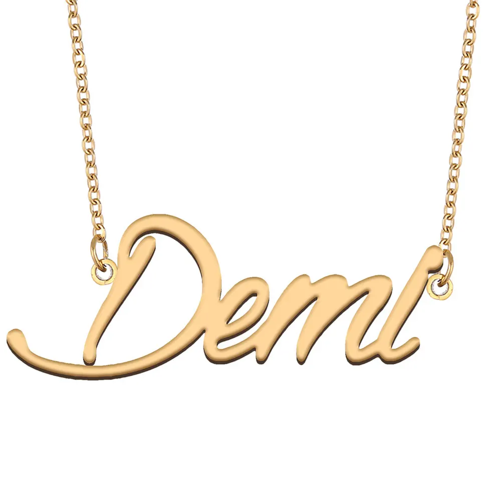 

Demi Name Necklace for Women Stainless Steel Jewelry Gold Color Nameplate Pendant Collares Para Mujer Letters Choker