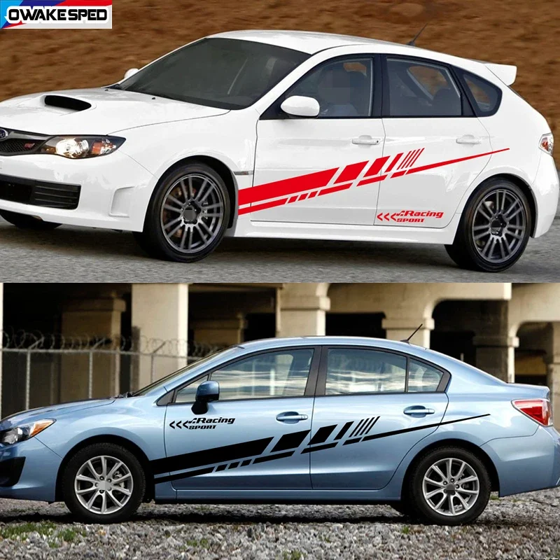1set Racing Sport Stripes Car Body Door Side Decor Vinyl Decals Film Sticker For Subaru Impreza STI WRX BRZ LEGACY LEVORG