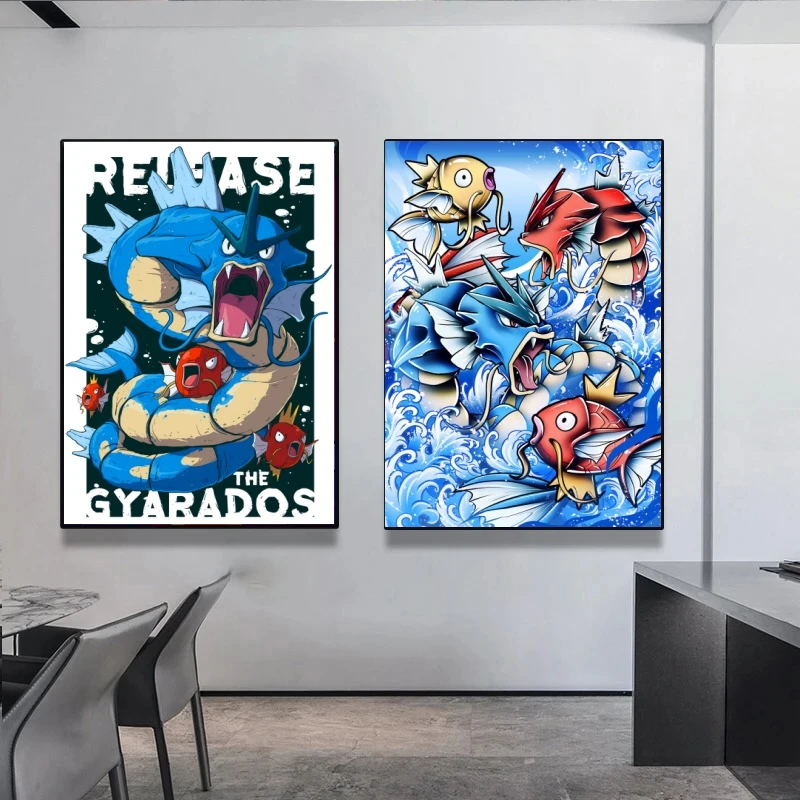 

Pokemon Gyarados Japanese Classic Anime Decorative Painting Gift Art Children's Bedroom Decor Modern Living Room Friends Gifts