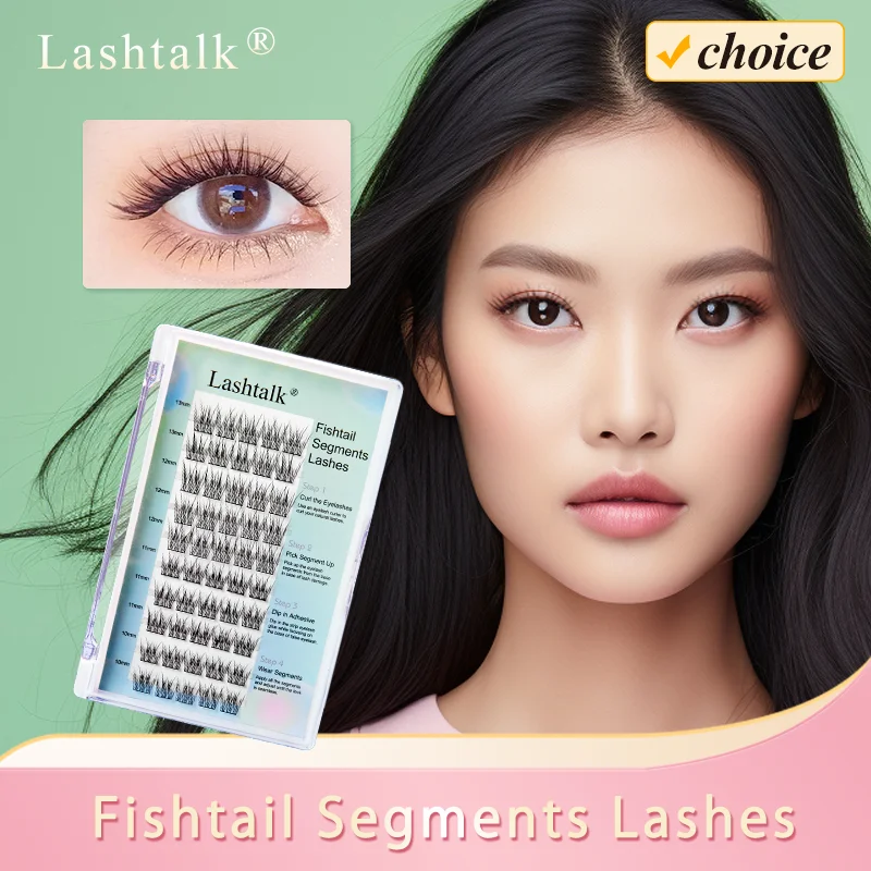 

Lashtalk DIY Fishtail Segments False Eyelash Extensions 3D Natural Separated Sections Dense Volume 10 Rows 50 Clusters Makeup