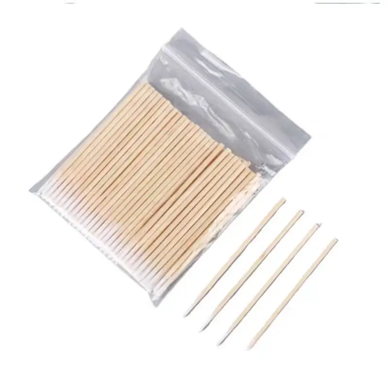 Cotonete De Algodão De Madeira para Cosméticos, Maquiagem Permanente, Saúde, Ear Jóias, Clean Sticks, Buds Tip, 7cm, 100Pcs