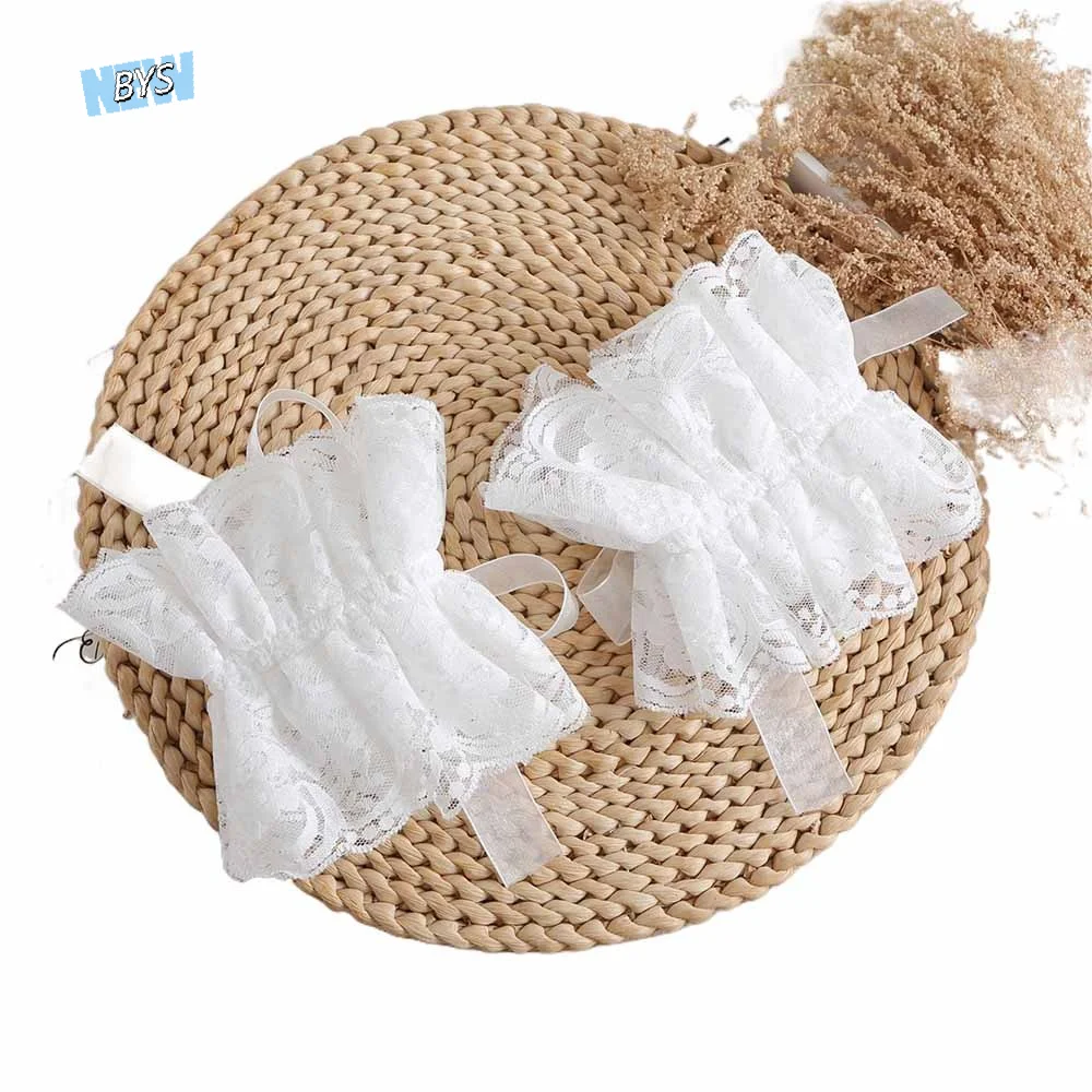 

Lace Ruffled Lace Fake Collar Black White Blouse Shoulders Fake Collar Elegant Vintage Shawl Detachable Front Tie Ladies