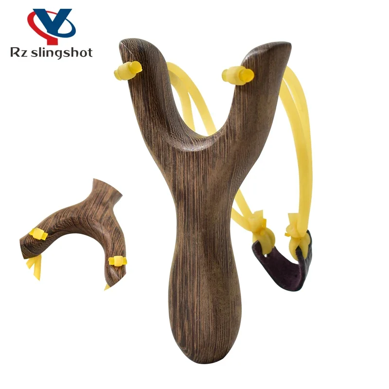 

Cheap Wooden Slingshot Double Strap Rubber Band High Elastic Shooting Sling Hunting Tool Smooth Grinding Traditional Slingshot