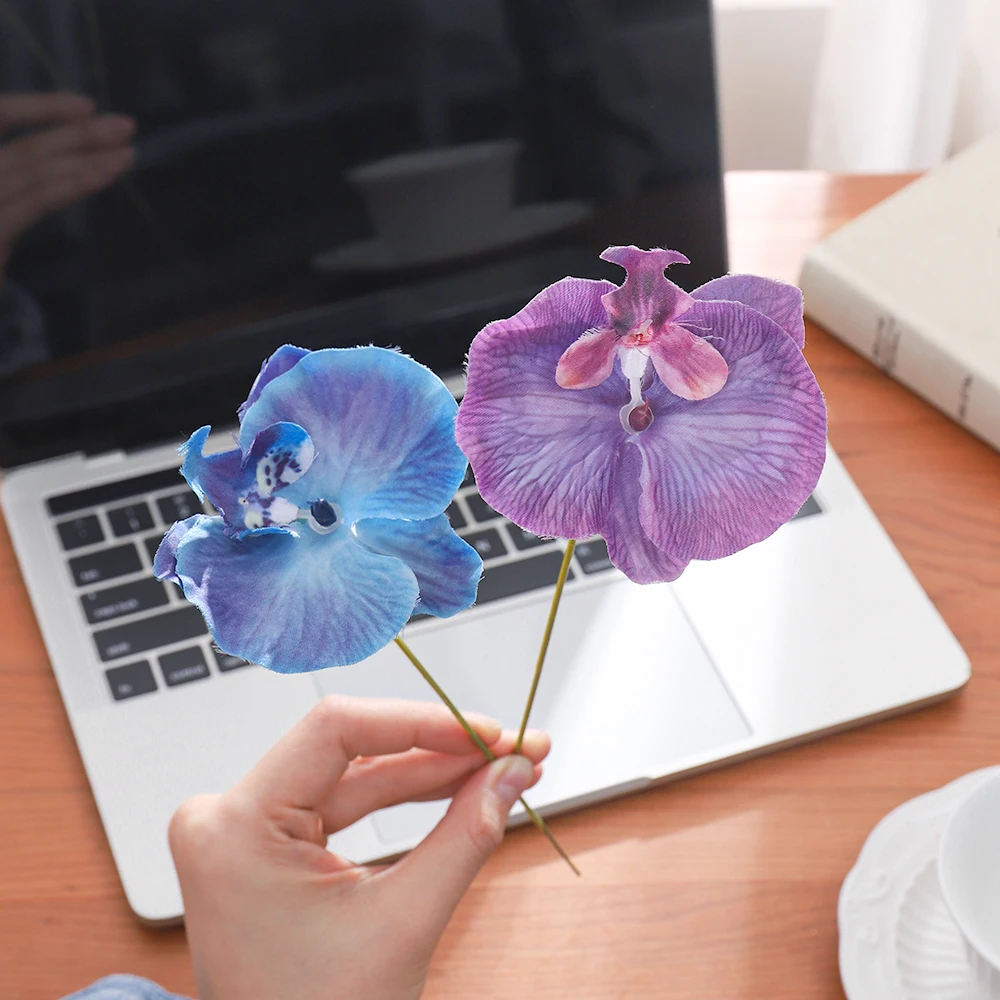 10 قطعة فراشة السحلية الزهور الاصطناعية رؤساء 8 سنتيمتر الزهور وهمية للمنزل ديكور الزفاف الديكور لوازم الحفلات هدية الإكسسوار #3