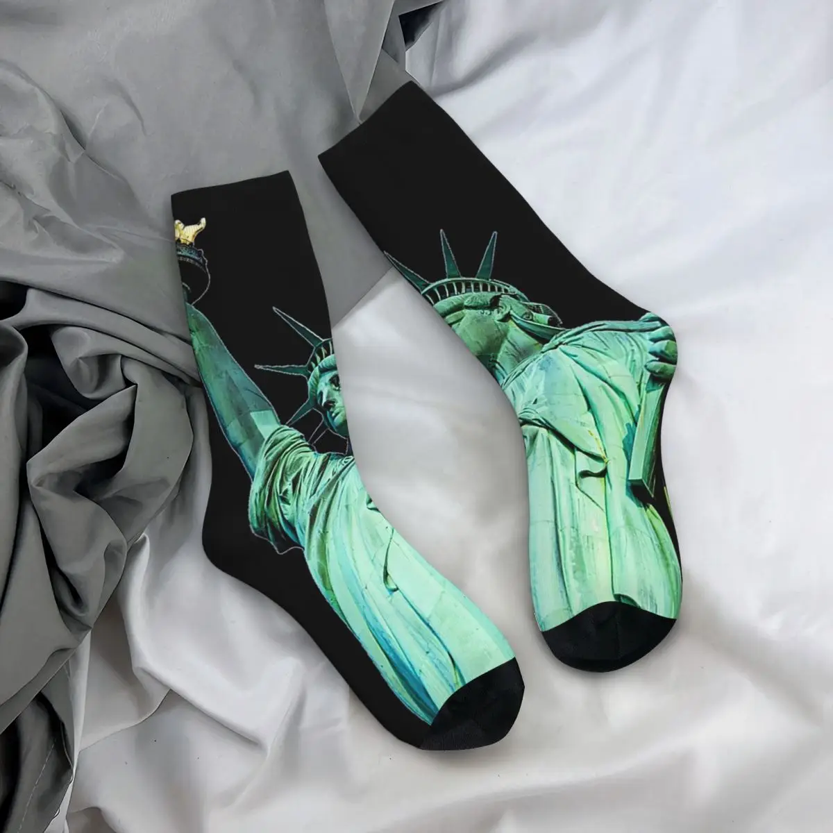 

All Seasons Crew Stockings Statue Of Liberty Print Socks Fashion Long Socks for Men Women Valentine's Day Gifts