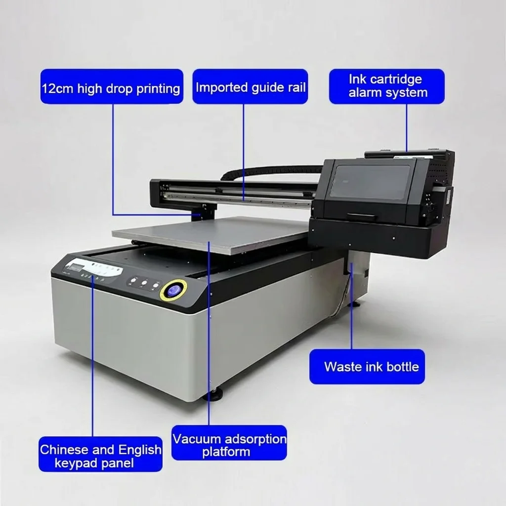 All In One Inkjet 2 In 1 60cm UV Flatbed Machine For Pen Acrylic Golf Ball 360 Rotary A1 UV Flatbed Printer 6090