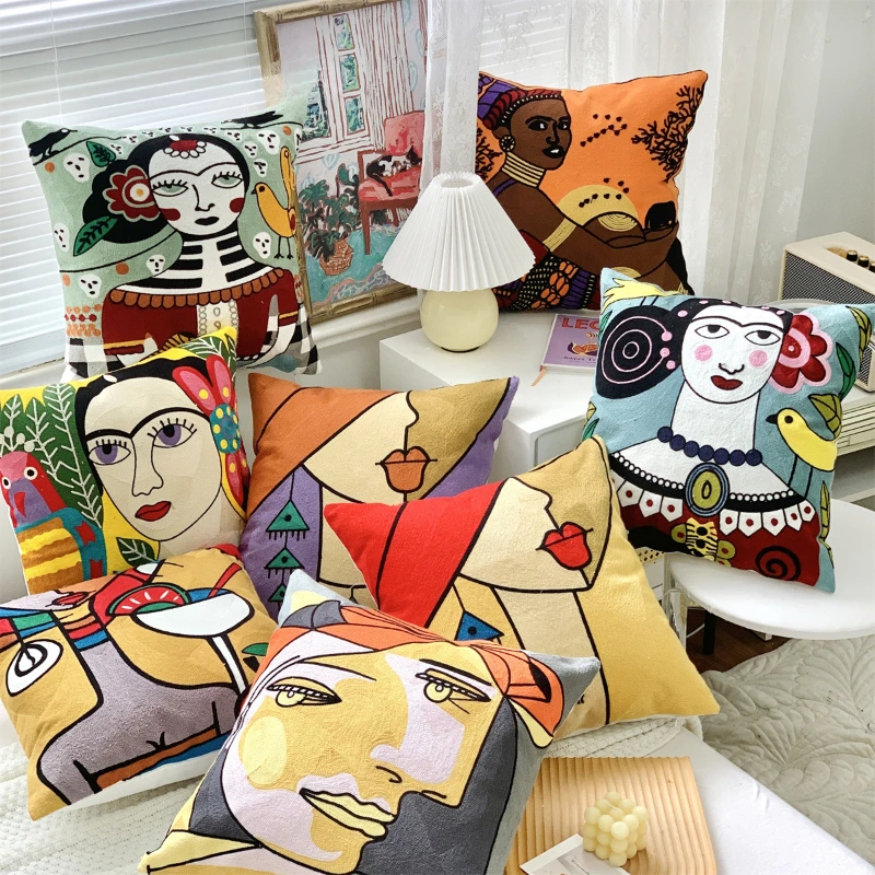 Popular Picasso Classic Oil Painting Handmade Embroidered Pillow Sofa Cushion Cover