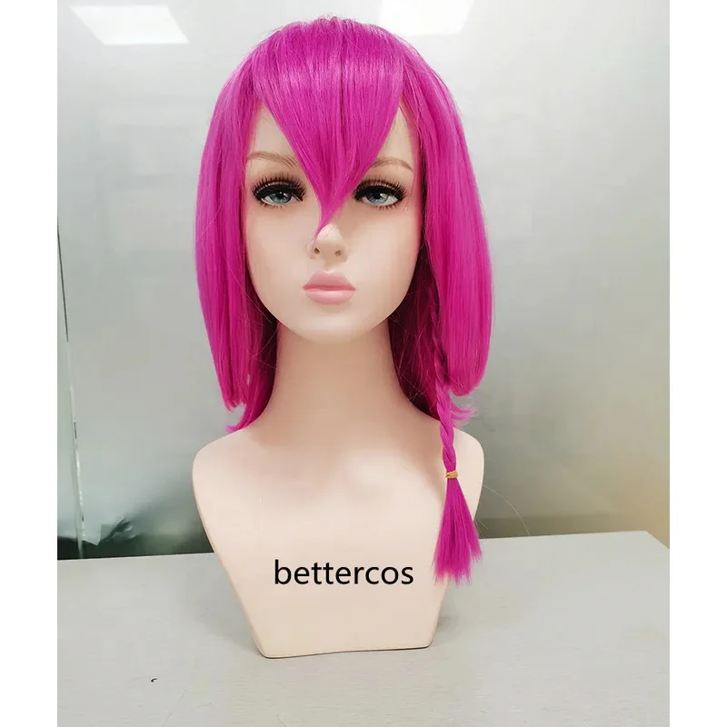 Pelucas de Cosplay Danganronpa V3 Kazuichi Souda, peluca de pelo sintético corto rosa impactante resistente al calor + gorro de peluca