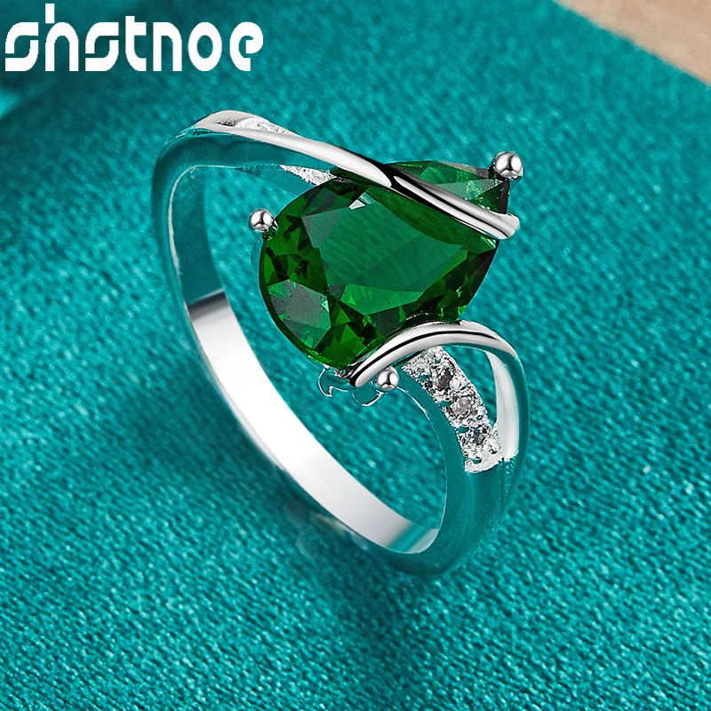 

SHSTONE 925 Sterling Silver Fashion Charm AAA Emerald Zircon Ring For Women Bridal Wedding Bands Jewelry Accessories Party Gifts