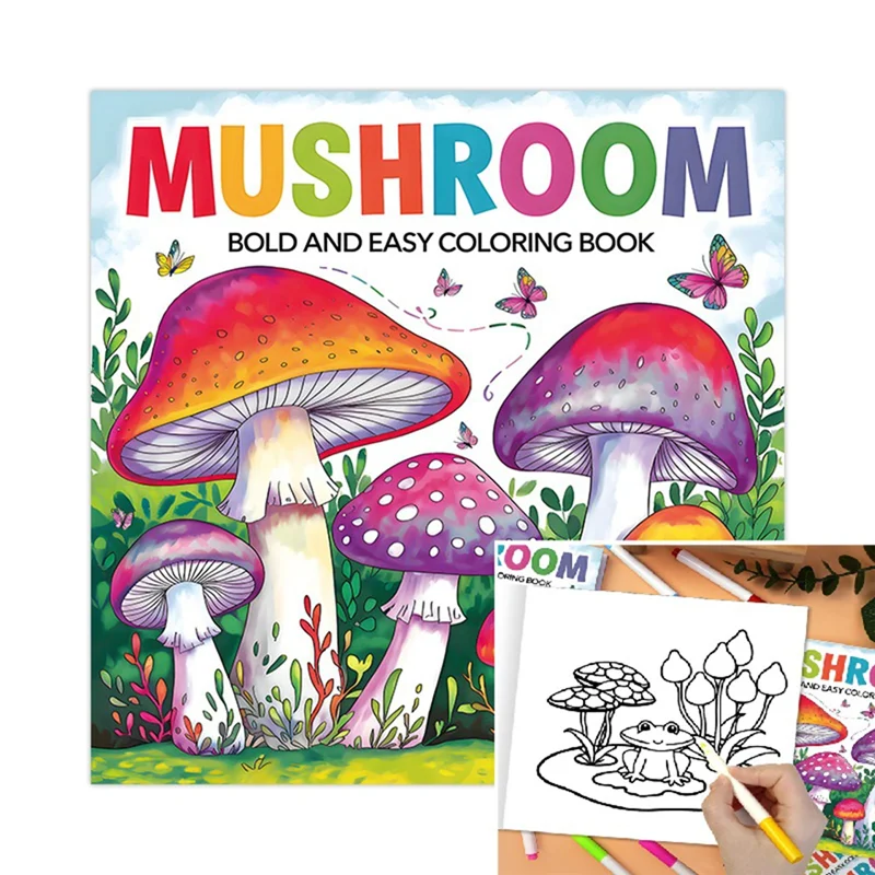 สมุดระบายสี EDT-Mushroom สําหรับผู้ใหญ่: ศิลปะภาพประกอบหน้าระบายสีผ่อนคลายและสร้างสรรค์
