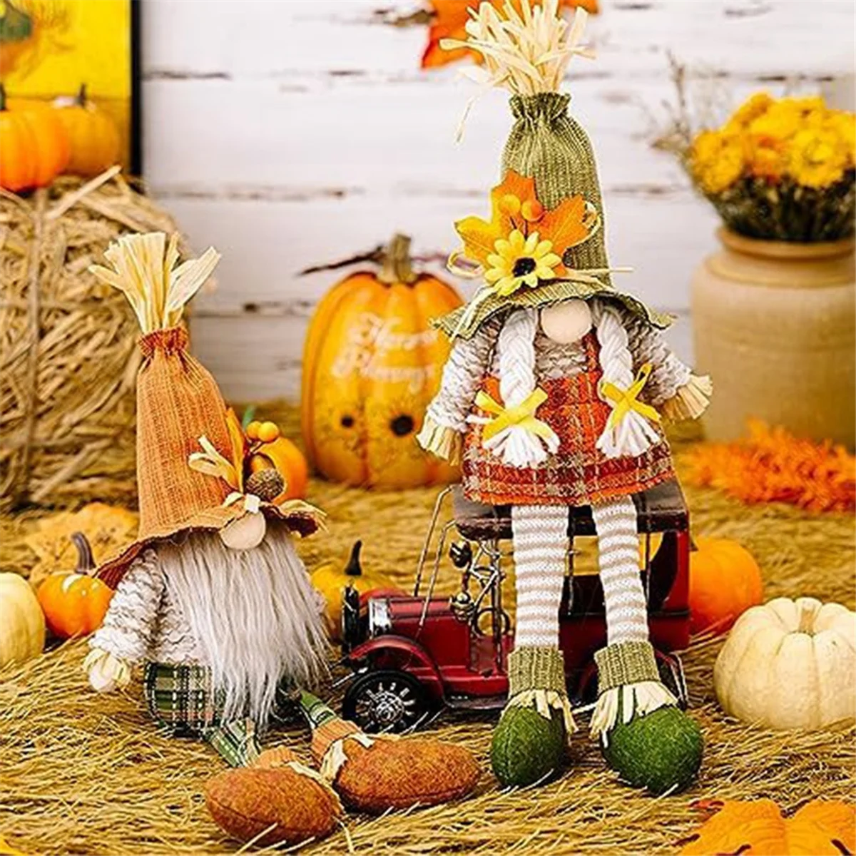 Fall Decor Gnomes Plush Fall Decorations for Home 2PCS Halloween Decorations for Farmhouse Autumn Pumpkin Decor