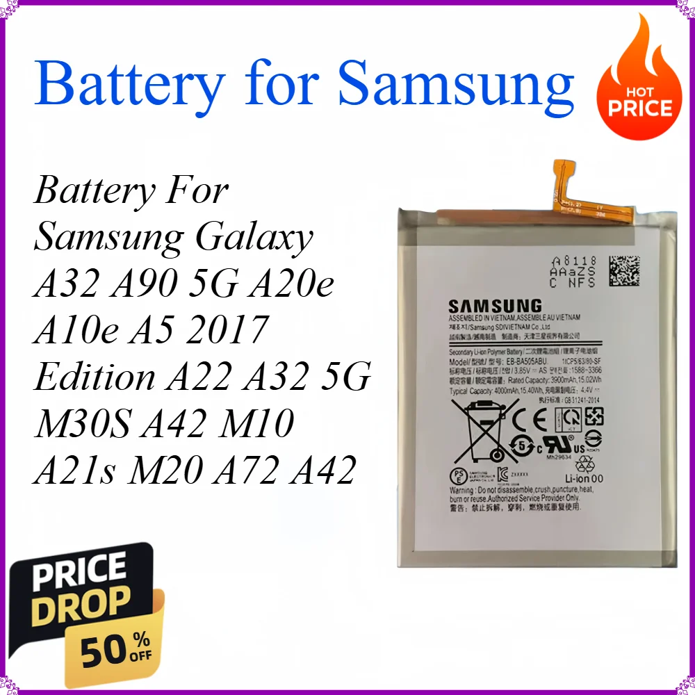 Brand New Battery For Samsung Galaxy A32 A90 5G A20e A10e A5 2017 Edition A22 A32 5G M30S A42 M10 A21s M20 A72 A42