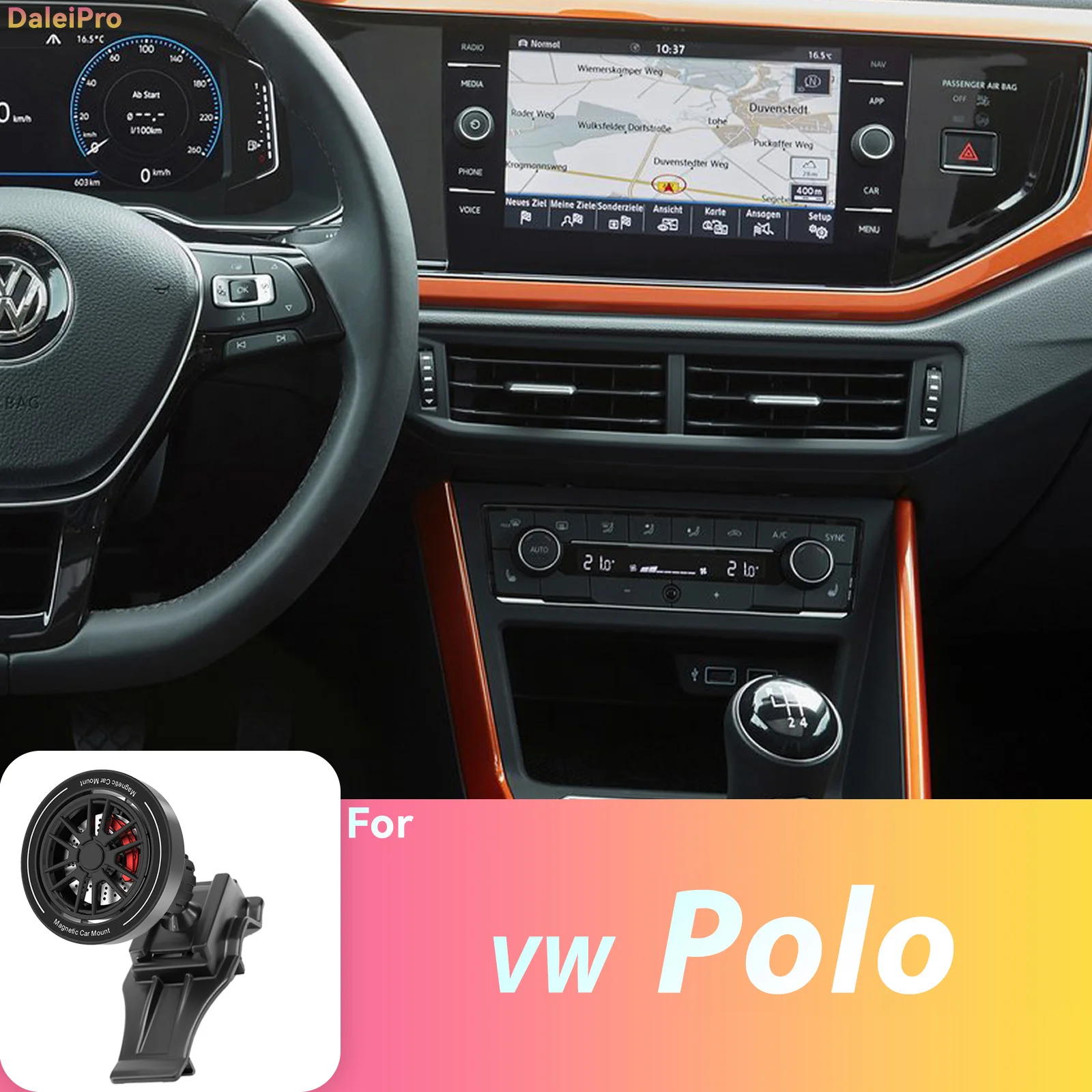 Custom Fit for Volkswagen VW Polo MK6 2018-2024 Magnetic Phone Mount Airflow Cooling Phone Holder 360° Swivel Phone Holder Base