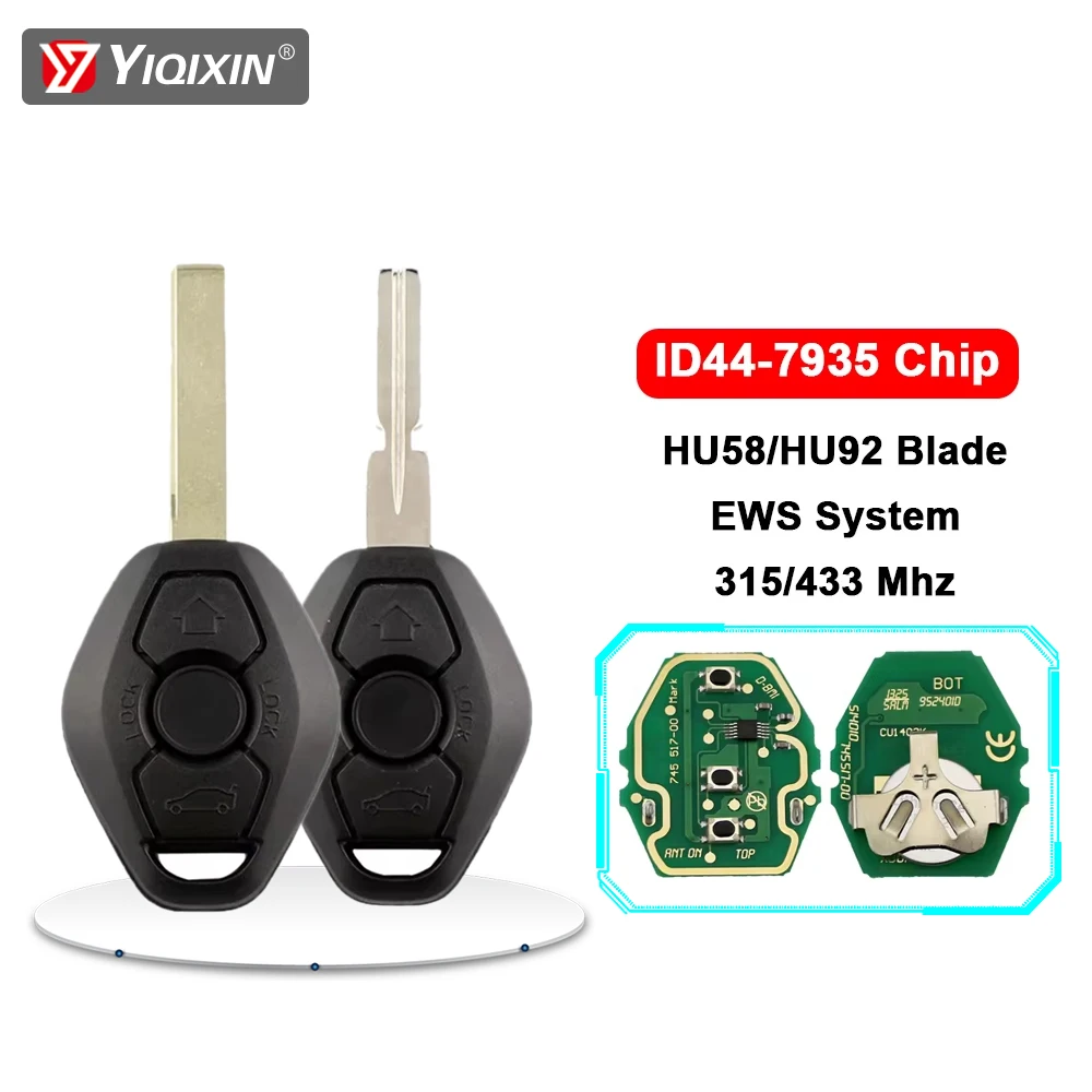 

Remote Car Key For BMW X5 E53 X3 E83 E38 Z3 E60 E39 E46 Z4 Z1 Z2 Z5 E65 1 3 5 7 Series EWS System 315/433MHz ID44 Chip HU58 HU92