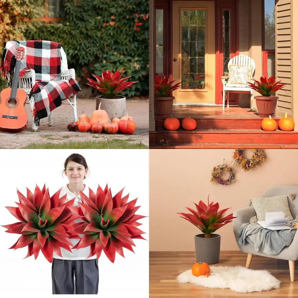 

Dual 28-Inch Artificial Succulent Agave Plants for Fall Seasonal Decor, Indoor or Outdoor Use