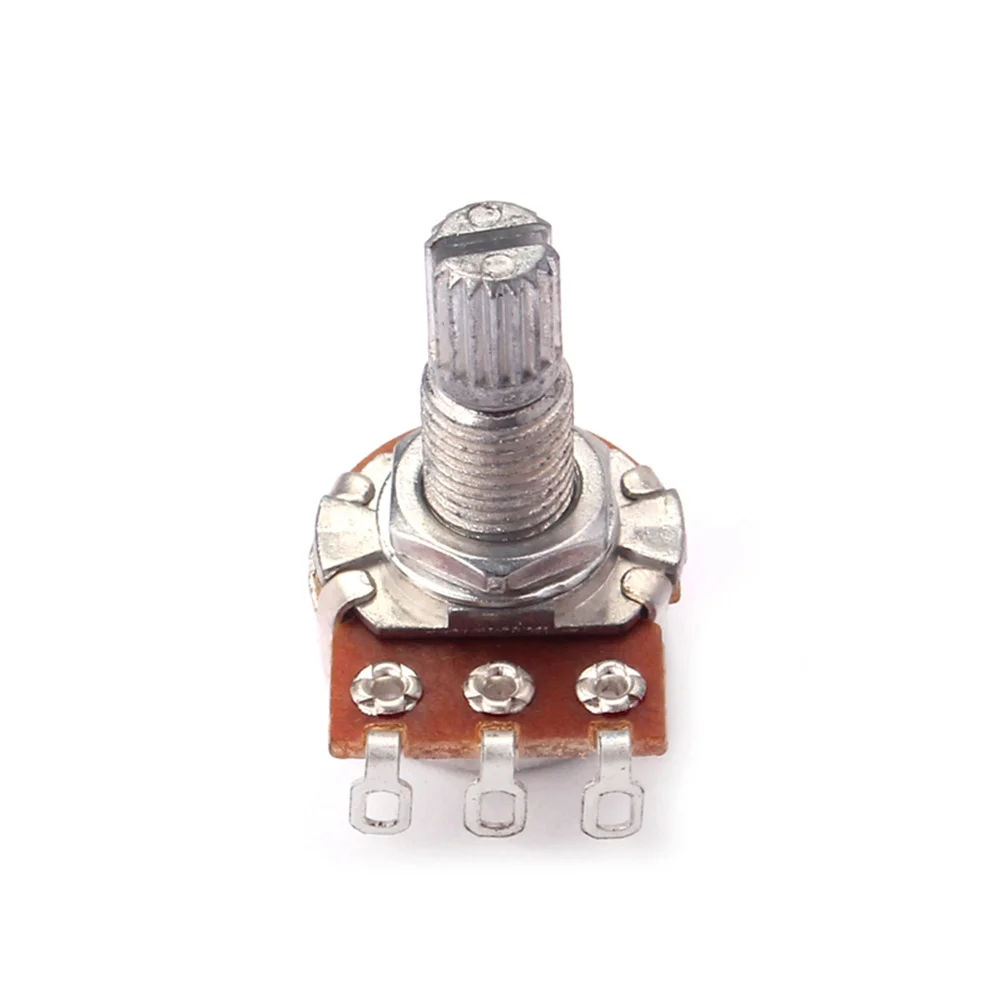 

Guitar Potentiometer A100k Long Knurled Shaft Volume Tone Control Solid Sturdy Upgrade Audio Potentiometers A100k Shaft Pot
