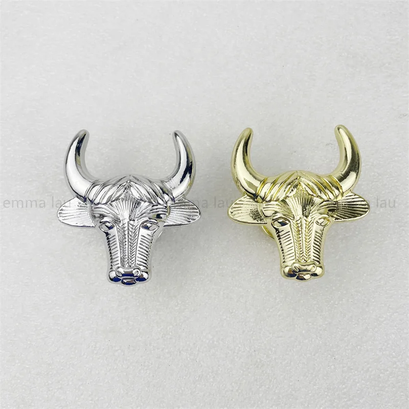 New 50Pcs/Lot Golden Bull Shape Drawer Knob Furniture Handle Single Hole Cabinet Door Handles For Kitchen Cupboard Pulls