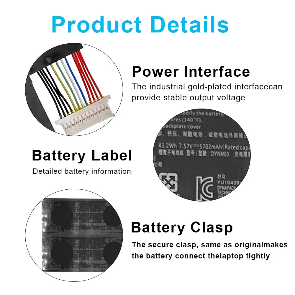 New DYNM03 G3HTA061H 7.57V Laptop Battery For Microsoft Surface Pro 7 (Model 1866, 2019) - 12.3