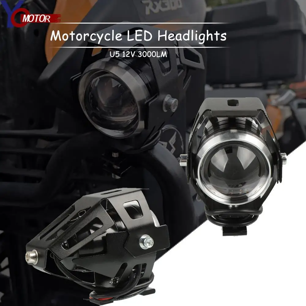 

Motocross Spotlight 12V Moto DRL Spot HeadLights Motorcycle Accessories Bicycles Scooter ATV Lights Auxiliary Lamp U5 Led Chip