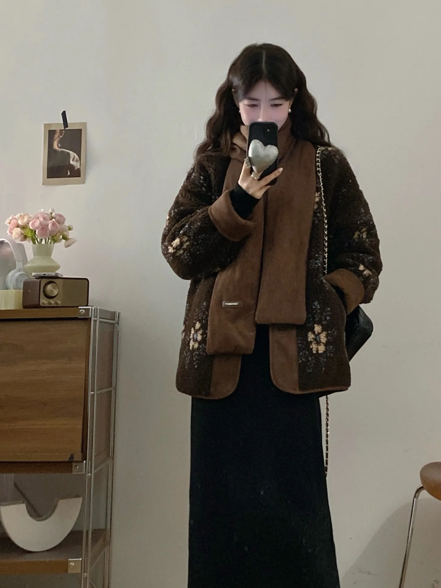 

plus Size Women's Thickened Fluffy Lamb Fur Jacket Winter New Loose Slimming Stylish Warm Top round Neck Long Sleeve Coat