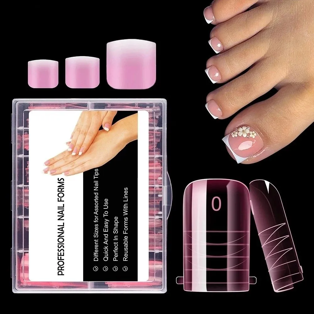 120pcs New Dual Forms Toe Nail Mold Acrylic Full Cover False Tips Toenail Top Forms For Extension