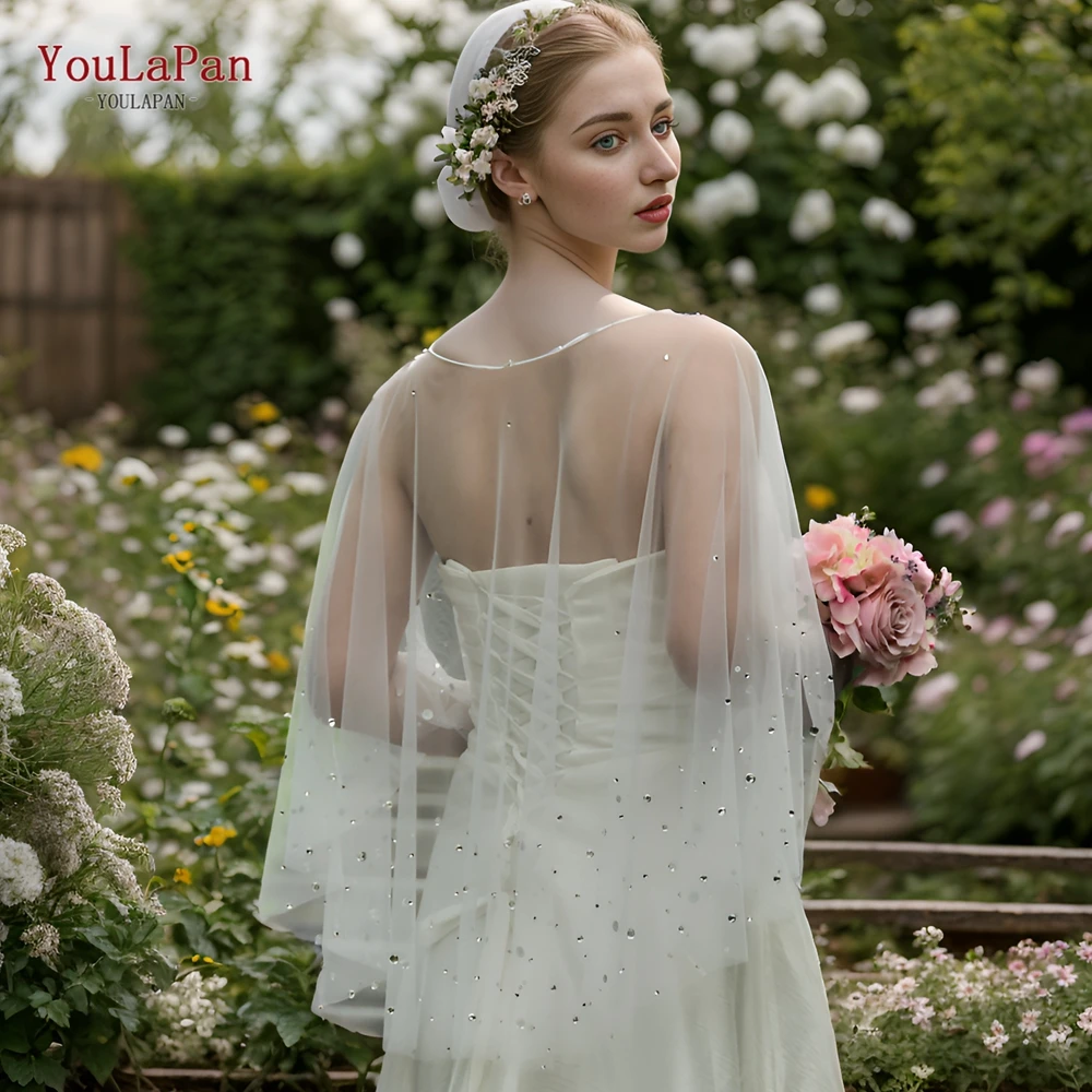 Youlapan G43 Bling Bling Diamant Jacke Frau Hochzeit Schal Hochzeit Umhang für die Braut Hochzeit Abdeckung transparenten DIY Umhang