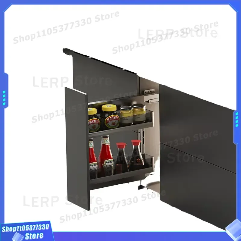 Modern Glass Sliding Kitchen Drawer Storage Box Modular Basket for Hydraulic Cabinet Organization Room Home Container System