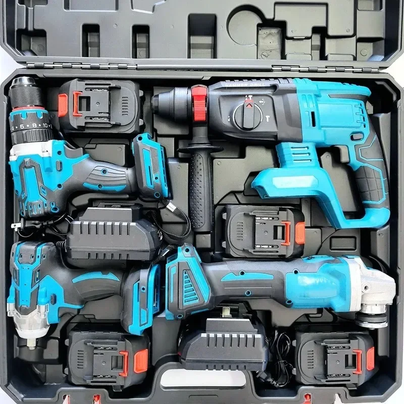 Limited-Time Discount Lithium Battery Tool Large Set Electric Hammer Angle Grinder, Wrench, Electric Circular Saw Tool Set